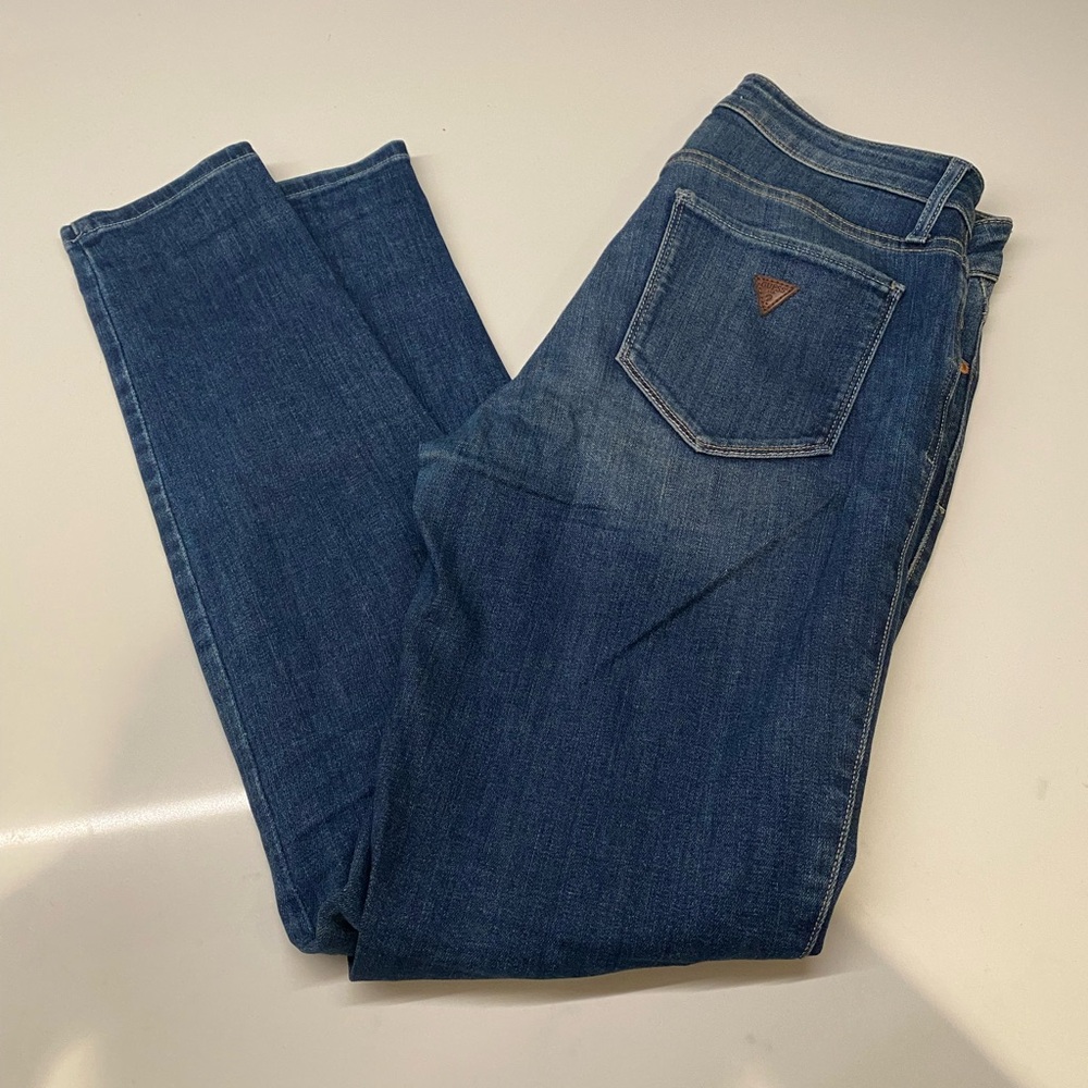Guess Blue Skinny Jeans with Moto-Style Design